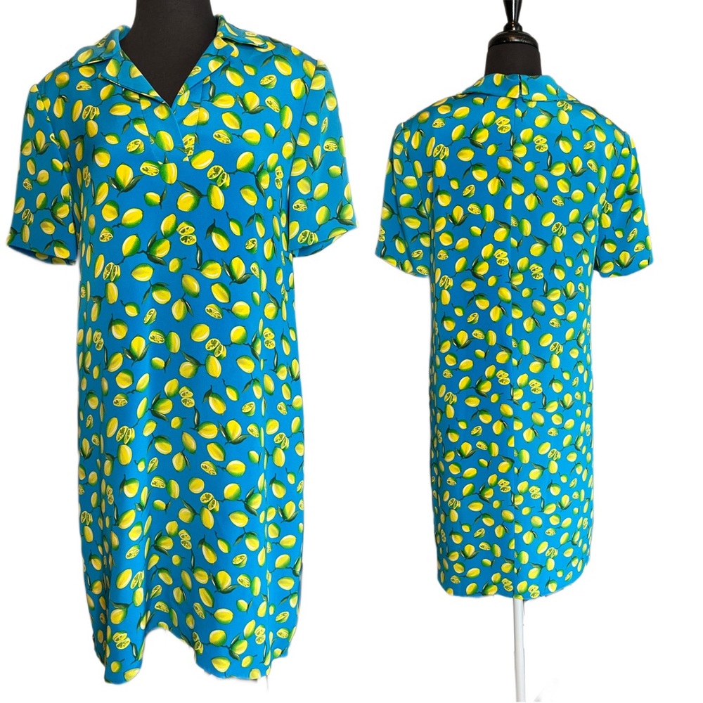 Neiman Marcus Vintage Silk Lemon Print Neiman PLATOS ROSS Dress